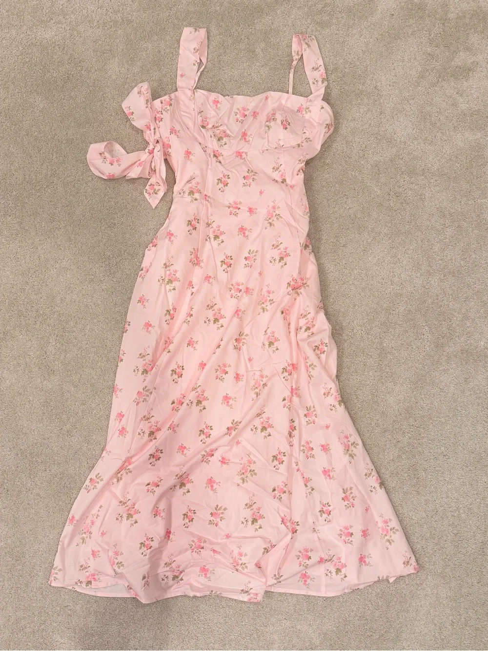 Women’s Pink Floral Tie-Shoulder Dress NEW w tags Large